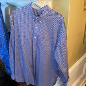 Mens XL gingham blue and white